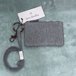 Vera Bradley Medium Heather Gray Zip ID and Lanyard